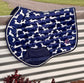 The Snag jump saddle pad detail with Unbridle Your Style binding