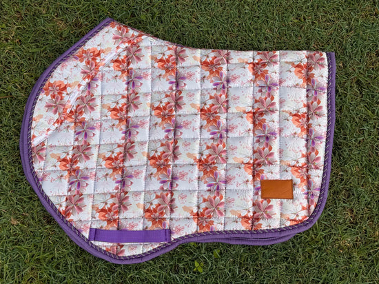 Spring Bloom floral jump saddle pad on white background